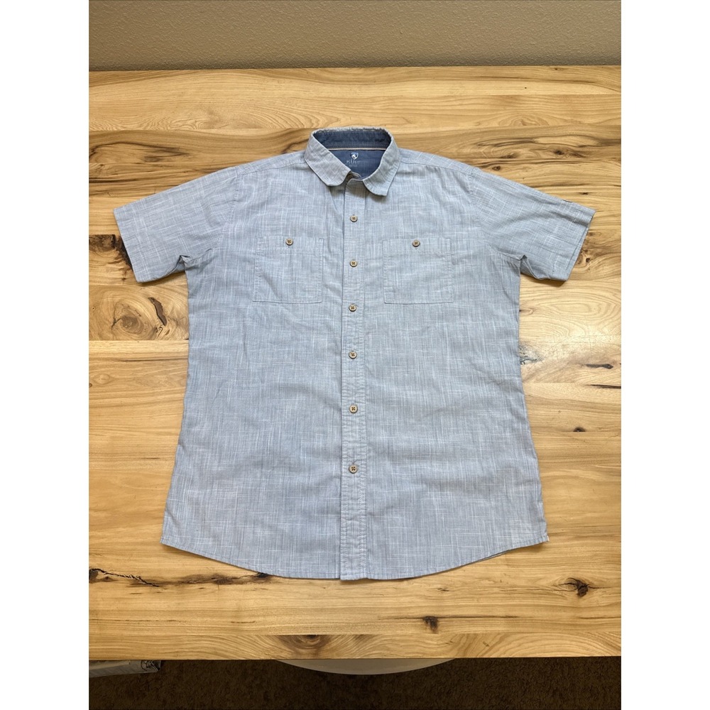 Kuhl Karib Shirt Mens Size Small Short Sleeve Blue Performance Hiking Outdoor
